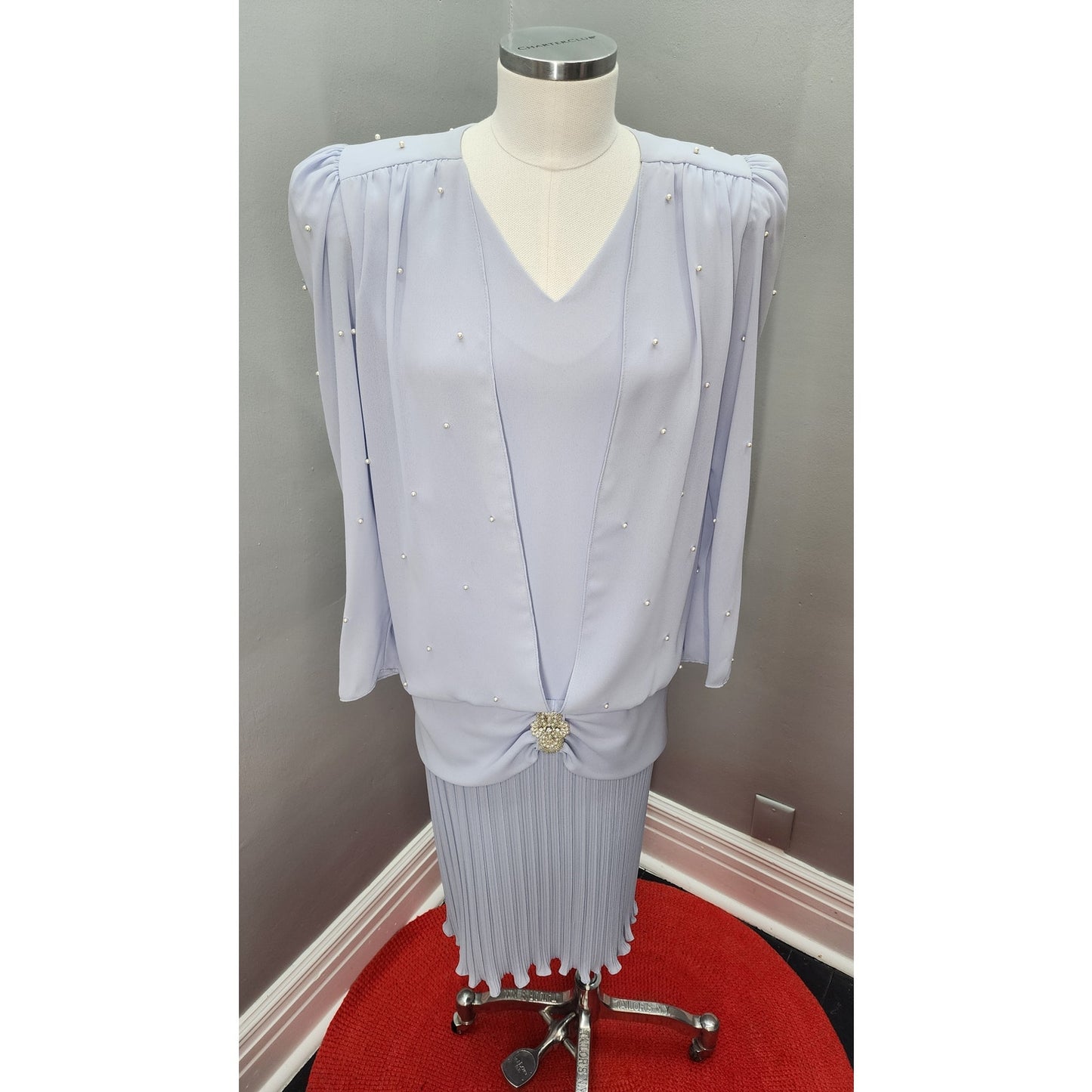 80s Vintage Patra Pale Lavender Drop Waist Cocoon Dress - S