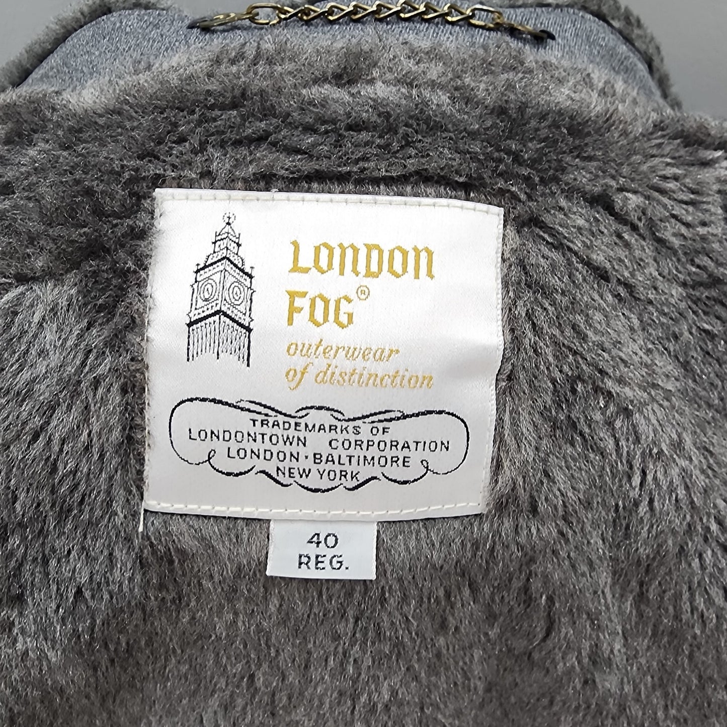 70s Vintage London Fog Men's Faux Fur Lined Coat, Gray - 40R