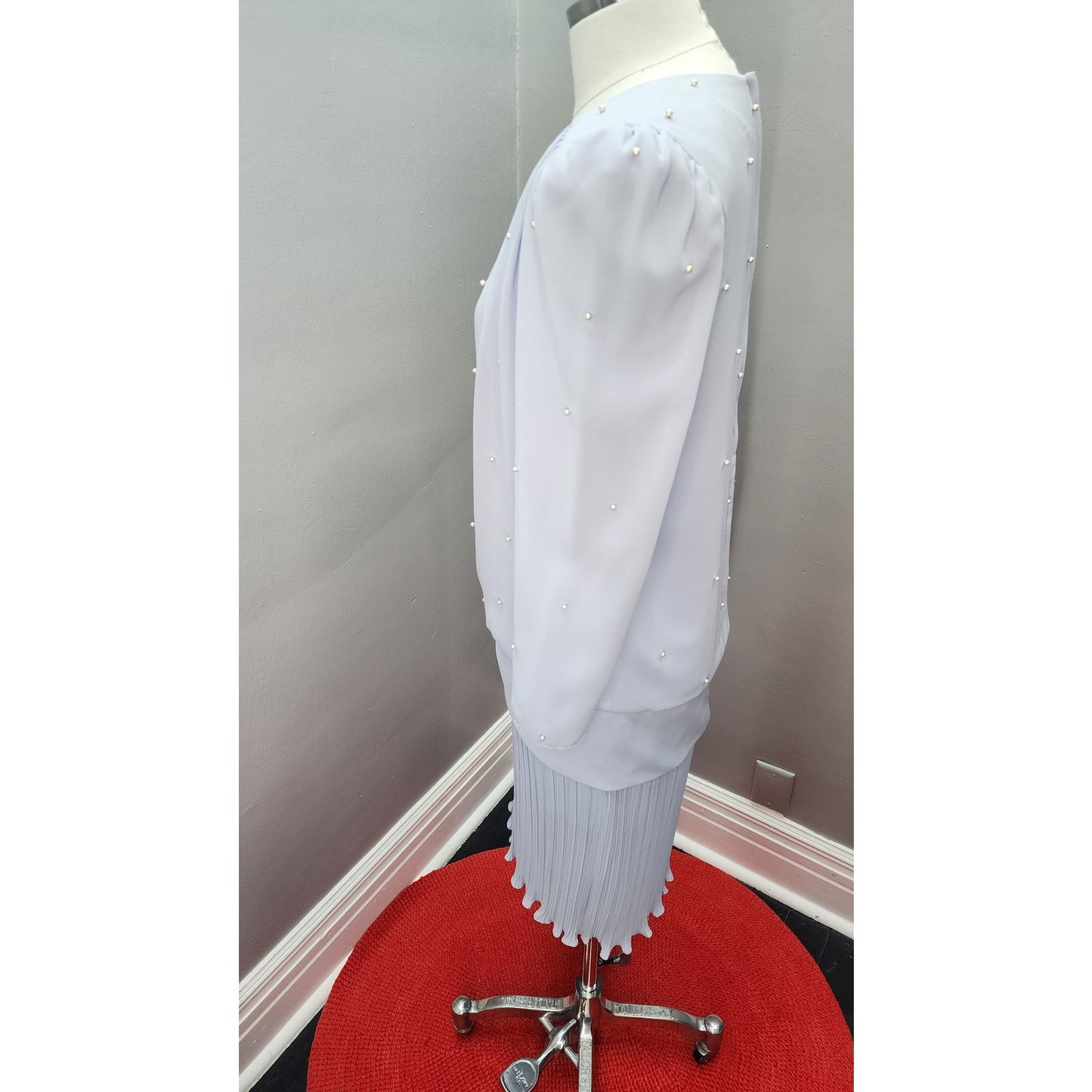 80s Vintage Patra Pale Lavender Drop Waist Cocoon Dress - S