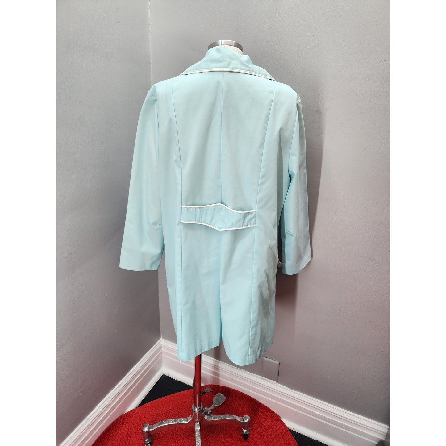 80s Vintage Robbin Egg Blue Trench / Overcoat - XLP