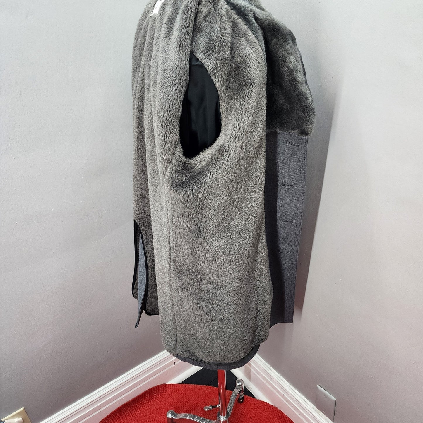 70s Vintage London Fog Men's Faux Fur Lined Coat, Gray - 40R