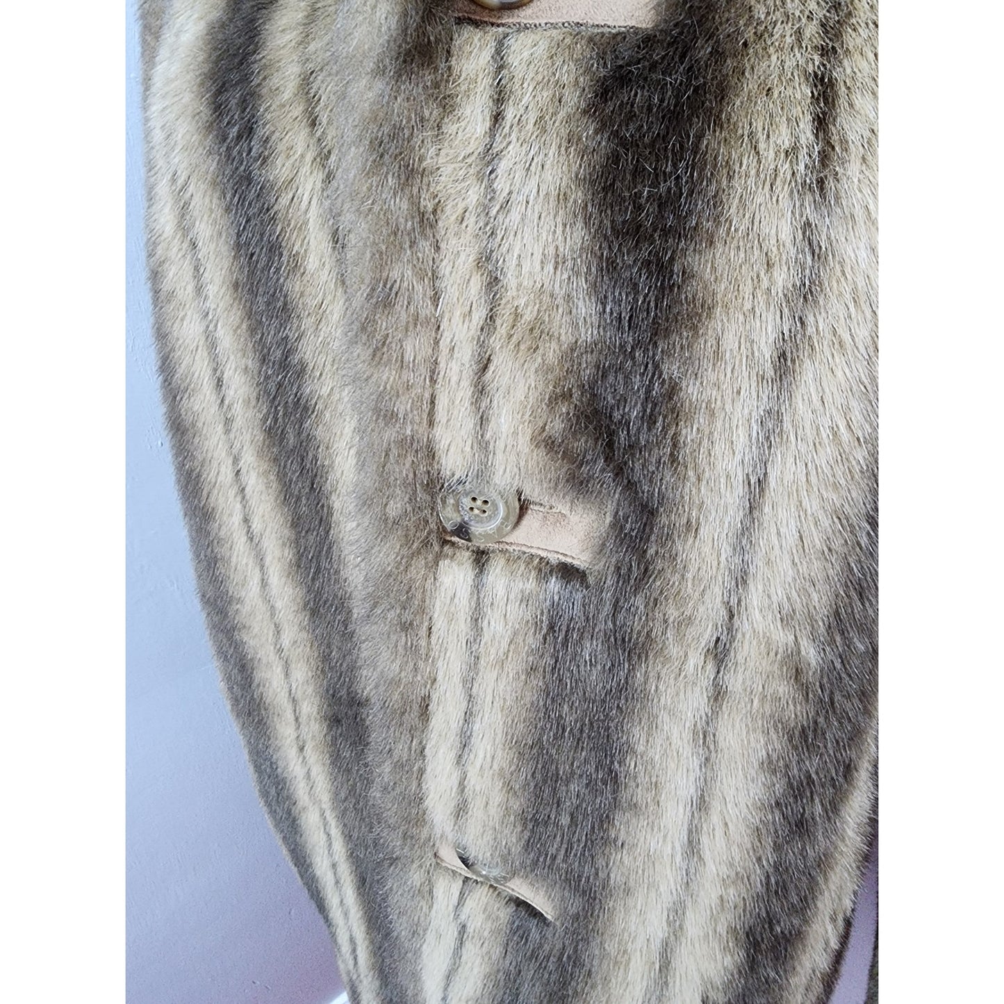 90s Vintage Dennis Basso Reversible Faux Suede and Mink Fur Coat - XL