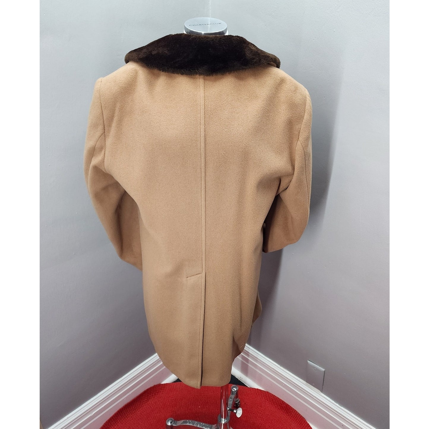 70s Vintage London Fog Men's Faux Fur Lined Coat, Camel - 44R