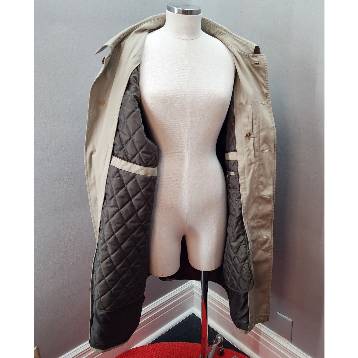 80s Vintage Men's Khaki Stafford All Weather Trench Coat - XL Long