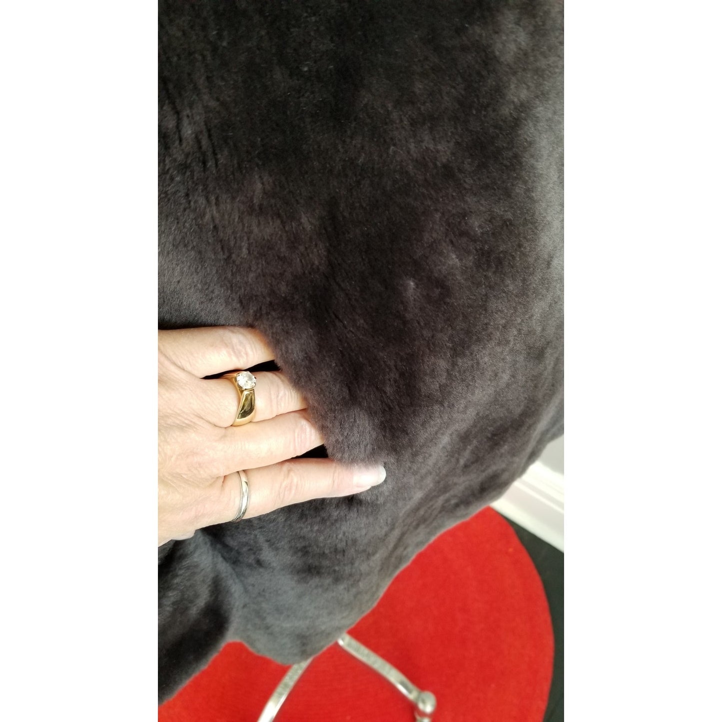 50s Vintage Charcoal Gray Mouton Fur Car Coat -  L