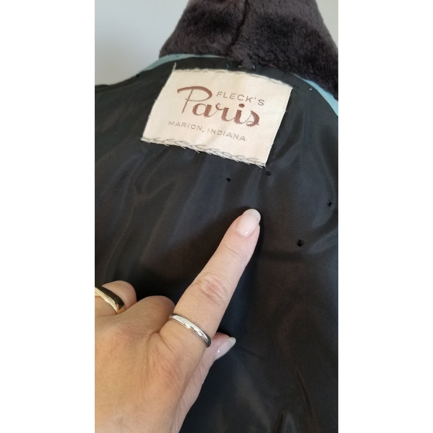 50s Vintage Charcoal Gray Mouton Fur Car Coat -  L