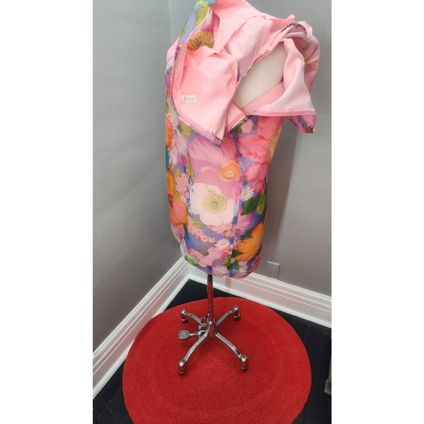 70s Vintage Poppy Maxi Dress with Matching Duster Jacket - S