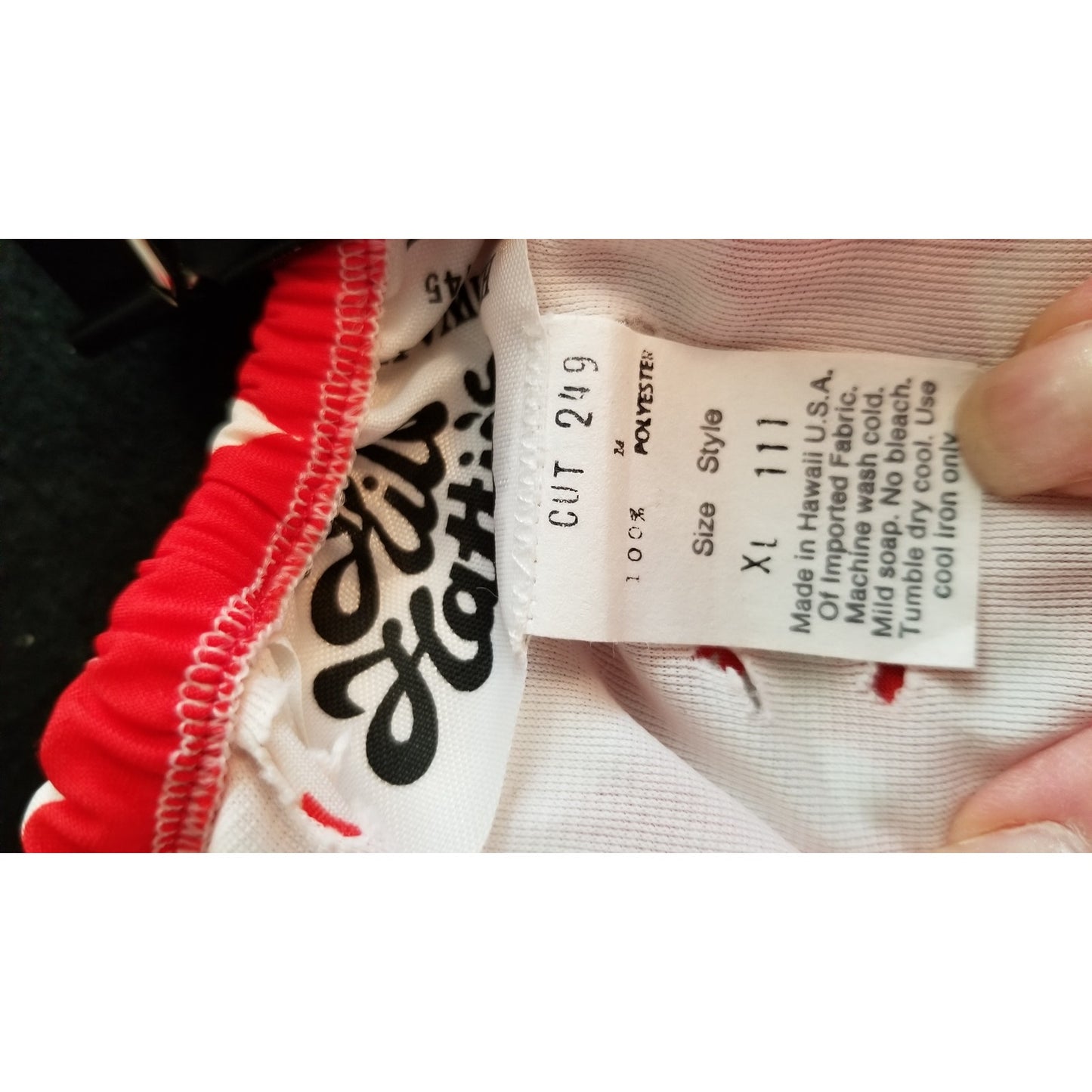 70s Vintage Hilo Hattie Red and White Bikini Swim / Sarong Set - XL