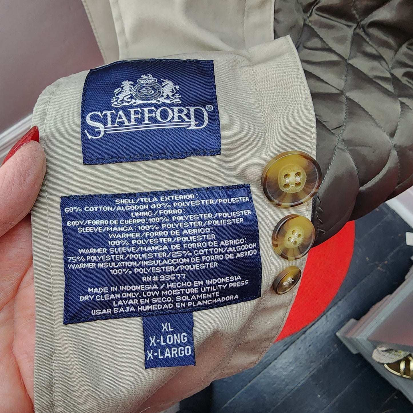 80s Vintage Men's Khaki Stafford All Weather Trench Coat - XL Long