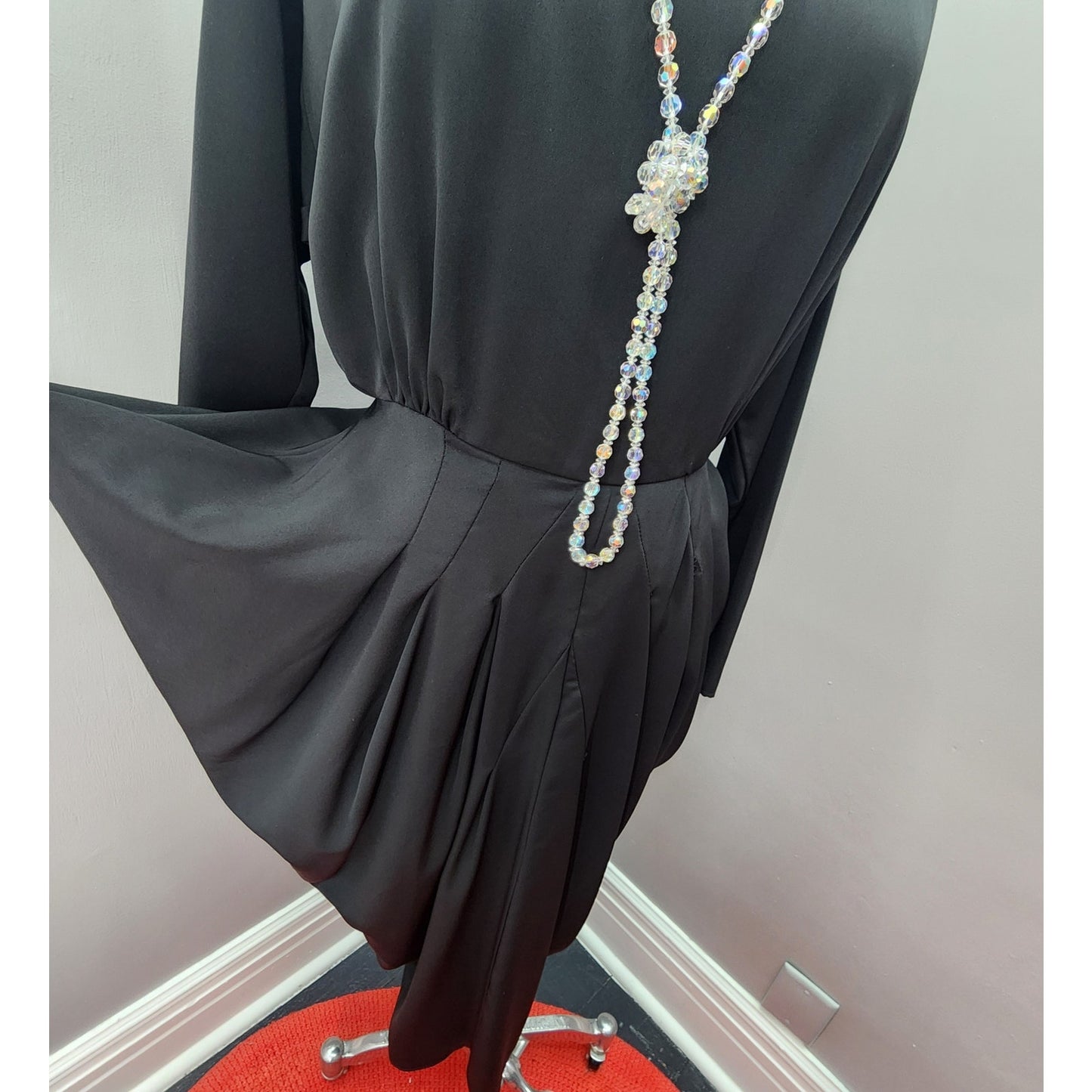 80s Vintage Susan Roselli by Vijack Black Dress - S
