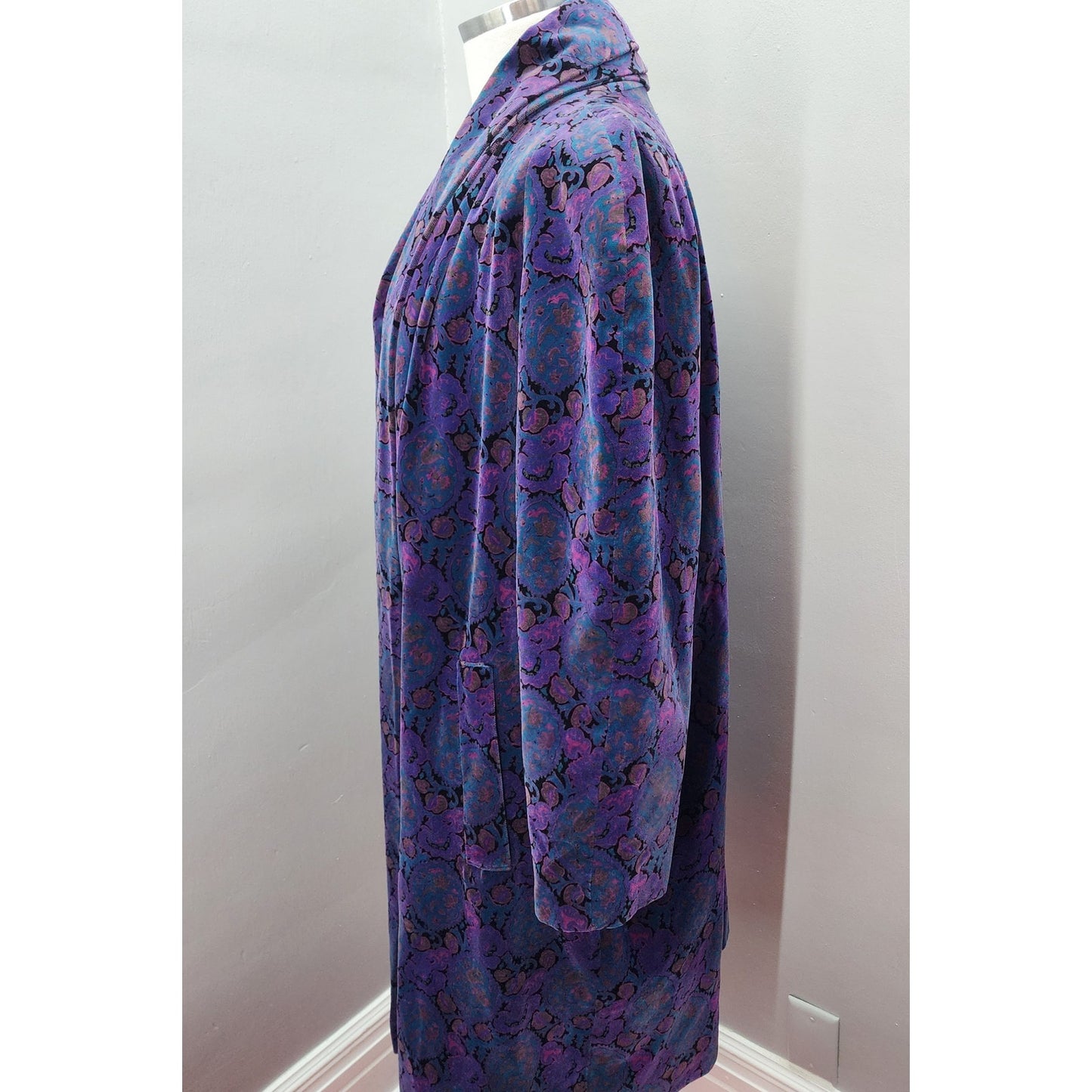 80s Vintage Velvet Oversize Coat Jacket Classic 80s - L