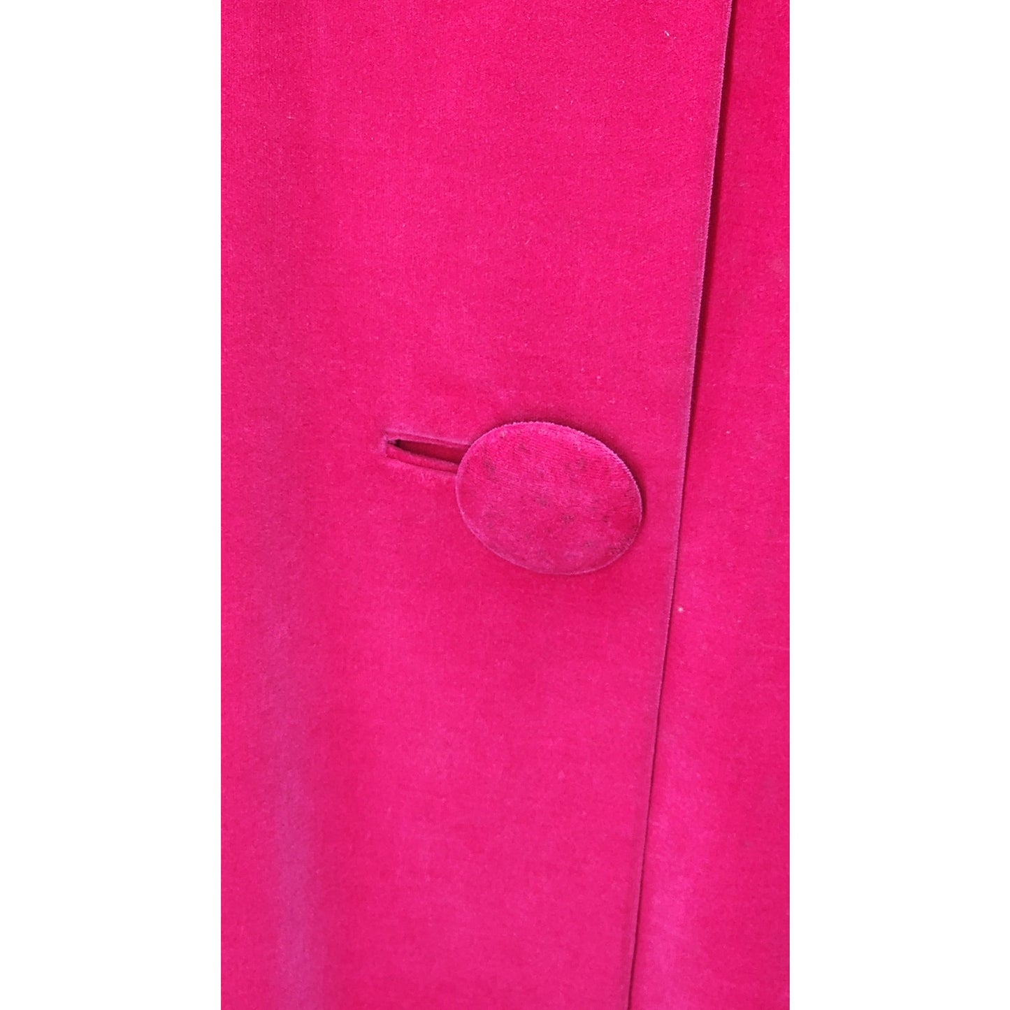 60s Vintage Marguerite Rubel Red Raspberry Velvet Swing Coat - L