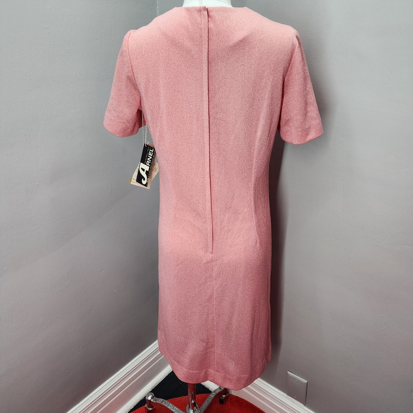 60s Vintage Korell Shift Dress in Heather Pink, NWT - M