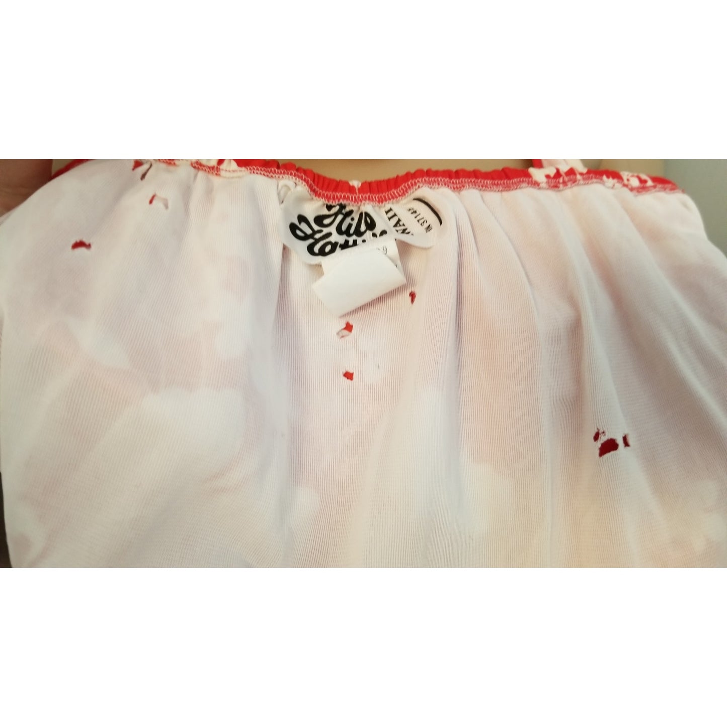70s Vintage Hilo Hattie Red and White Bikini Swim / Sarong Set - XL