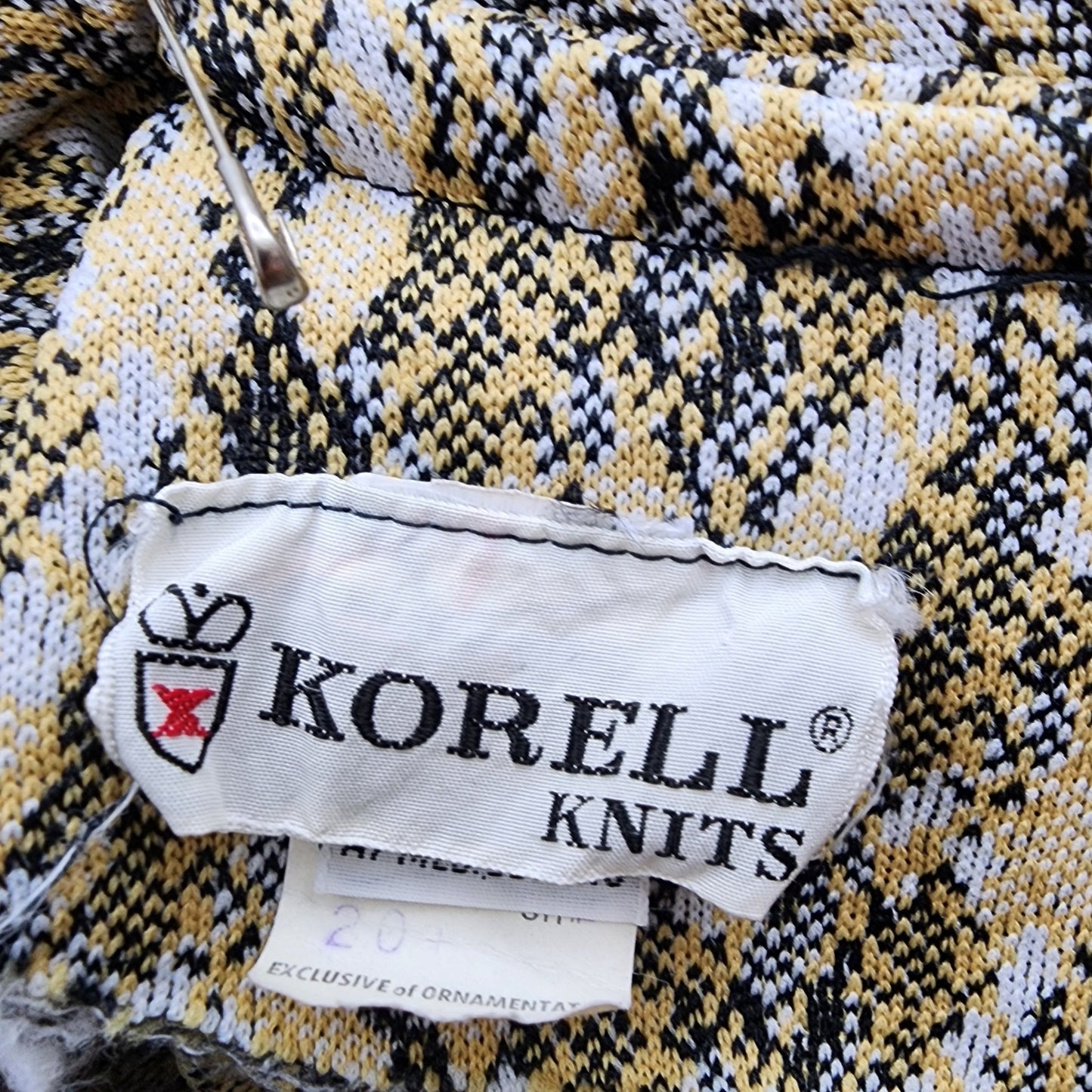 70s Vintage Korell Shift Dress In Cute Abstract Design - XL