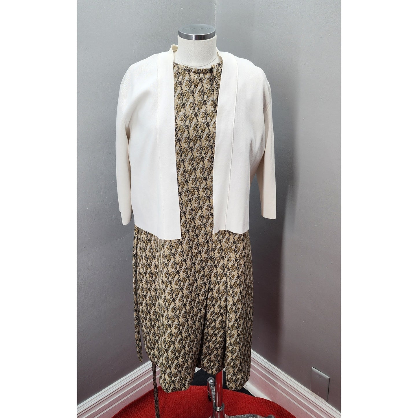 70s Vintage Korell Shift Dress In Cute Abstract Design - XL