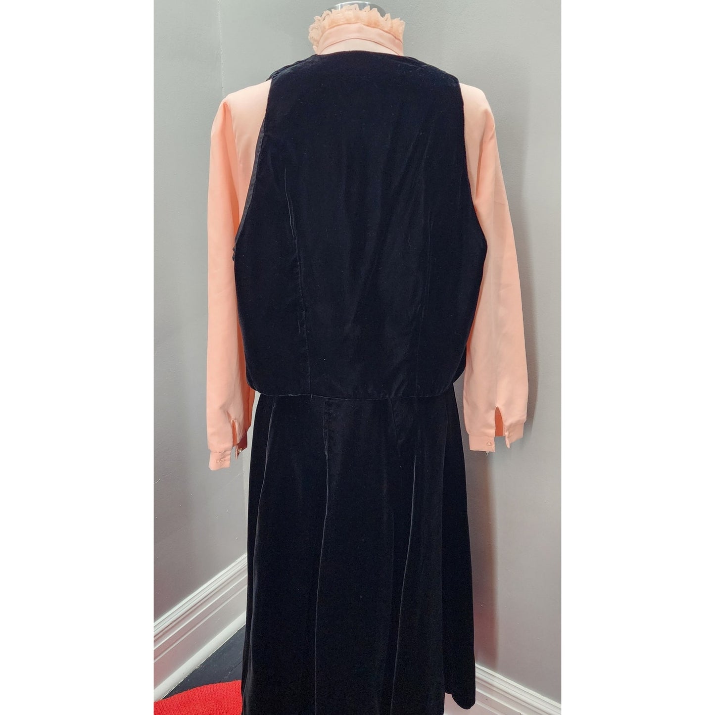80s Vintage 3 Piece Black Velvet Skirt Suit, stage outfit?  Read - L