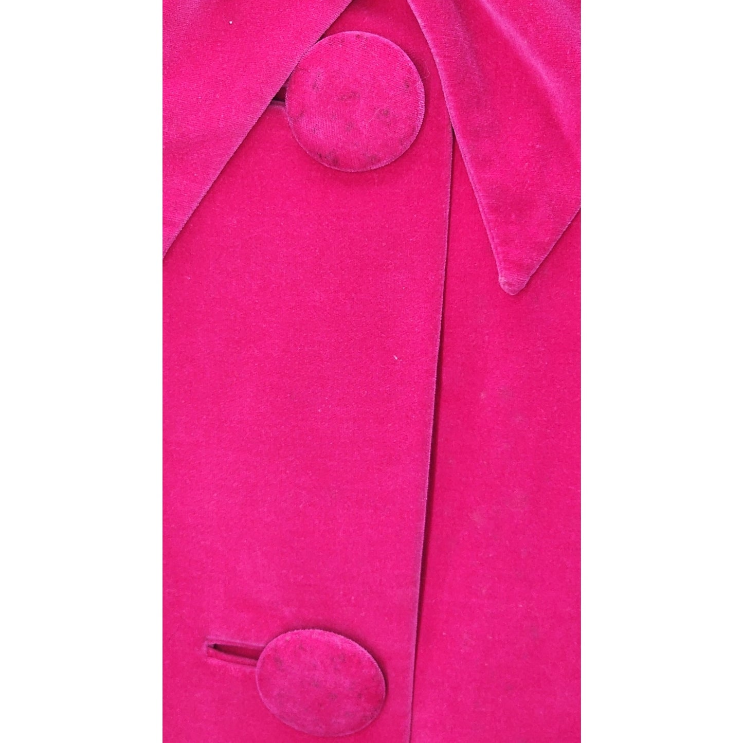 60s Vintage Marguerite Rubel Red Raspberry Velvet Swing Coat - L