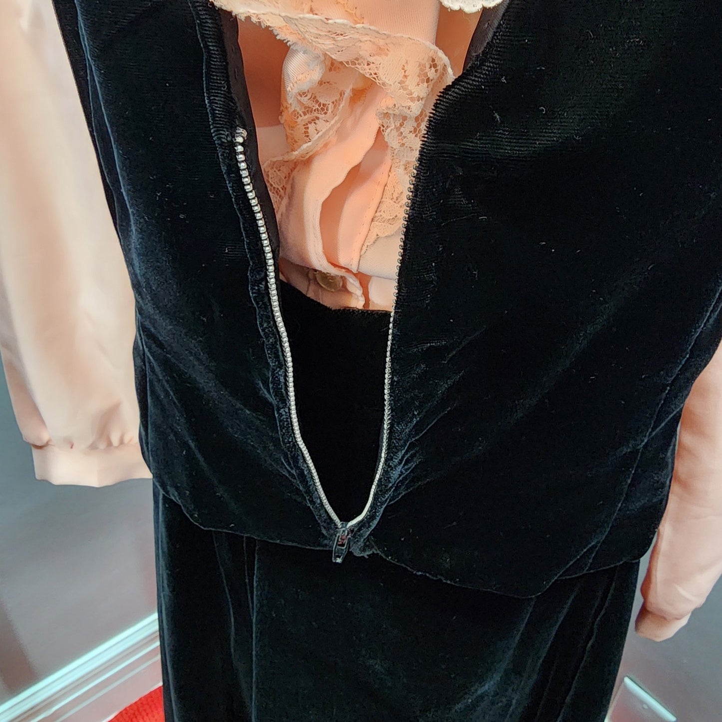 80s Vintage 3 Piece Black Velvet Skirt Suit, stage outfit?  Read - L