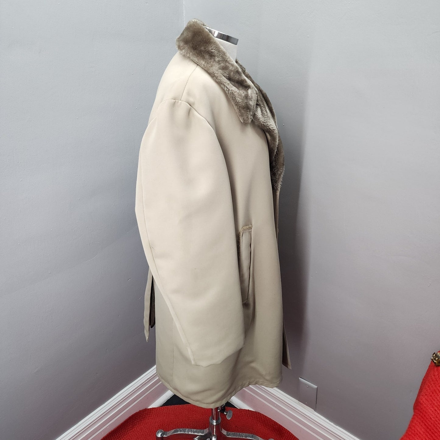 70s Men's Fox Knapp Short Winter Trench Coat - L 44R