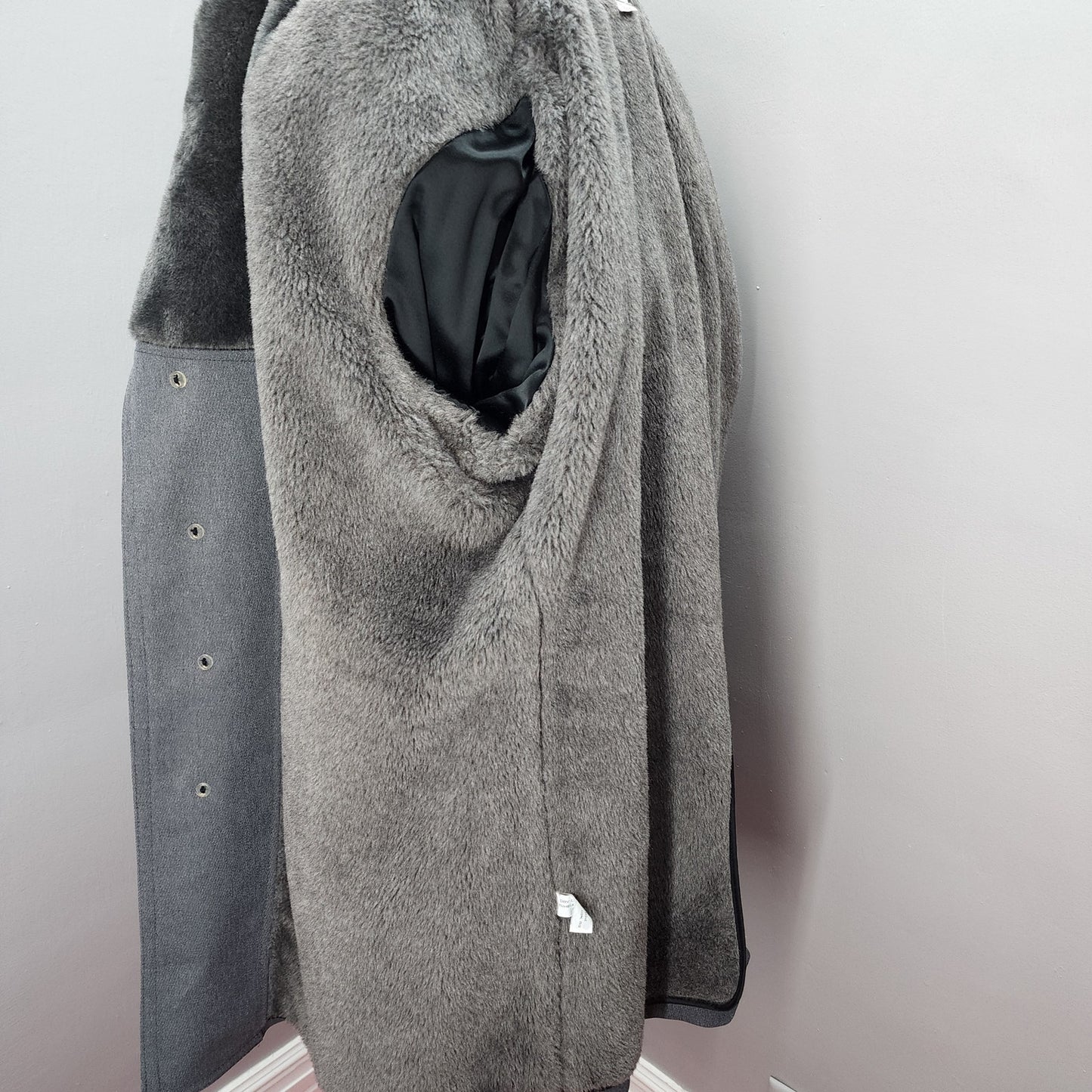 70s Vintage London Fog Men's Faux Fur Lined Coat, Gray - 40R