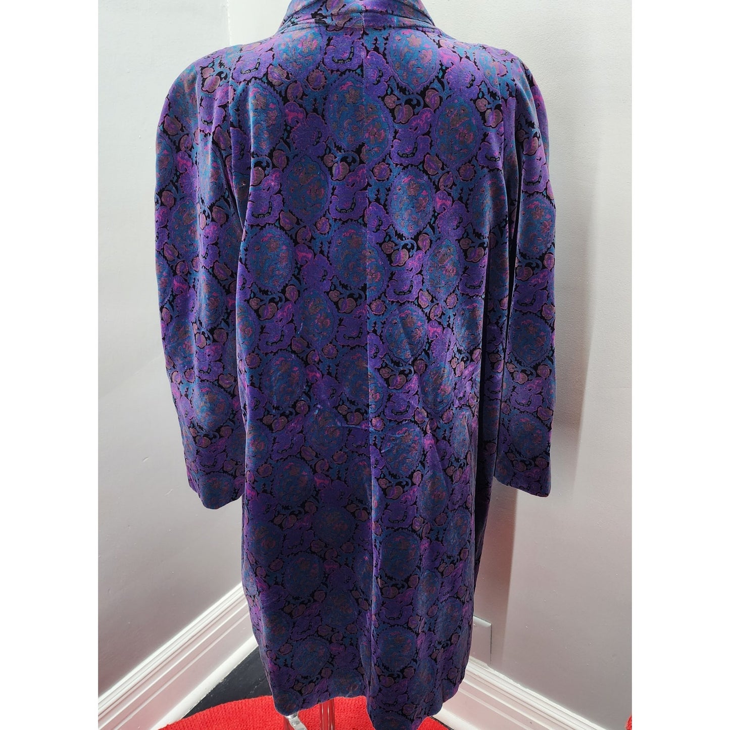 80s Vintage Velvet Oversize Coat Jacket Classic 80s - L