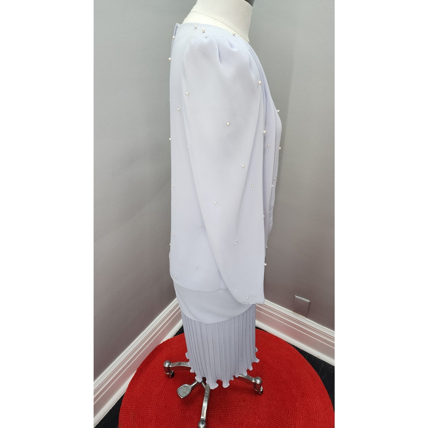 80s Vintage Patra Pale Lavender Drop Waist Cocoon Dress - S