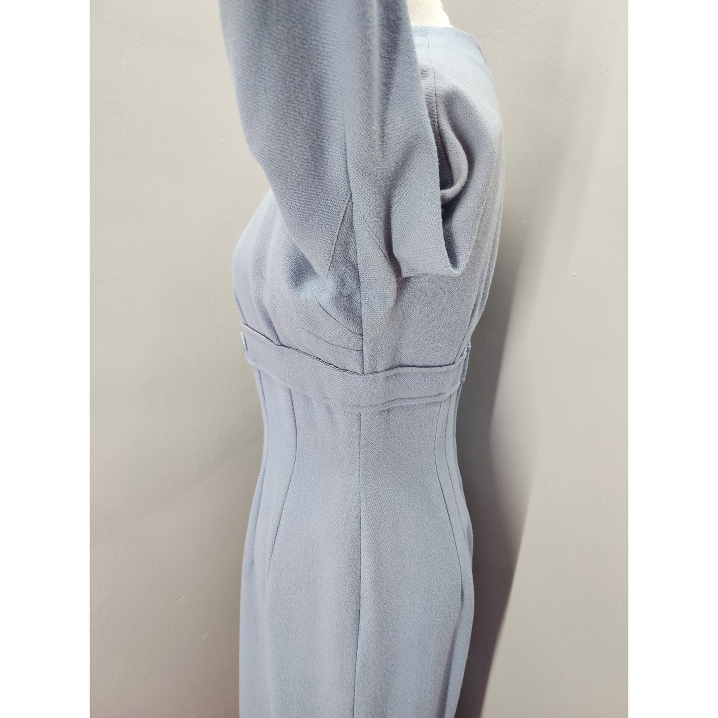 50s Vintage Jonathan Logan Baby Blue Wool Pencil Dress - M