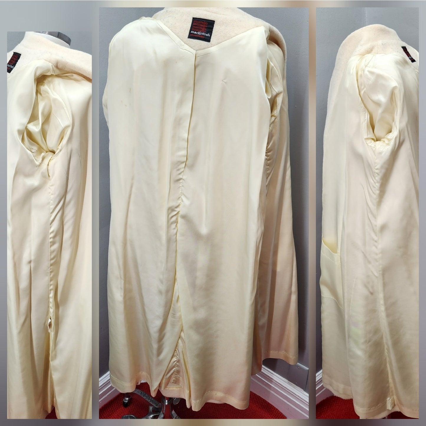 80s Vintage MacKintosh Ivory Wool Long Coat - M