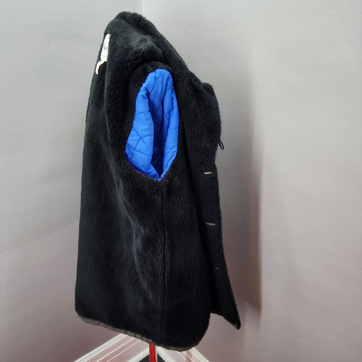 70s Men's Haband Short Winter Faux Fur Lined Denim Coat - XL