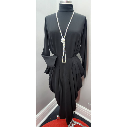 80s Vintage Susan Roselli by Vijack Black Dress - S