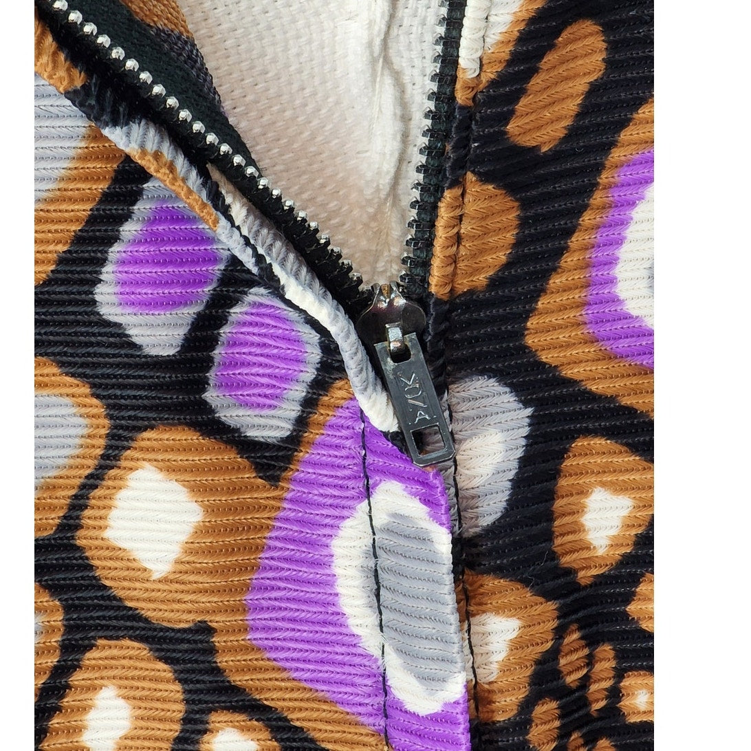 70s Vintage Geometric Shift Dress in Brown and Purple - L