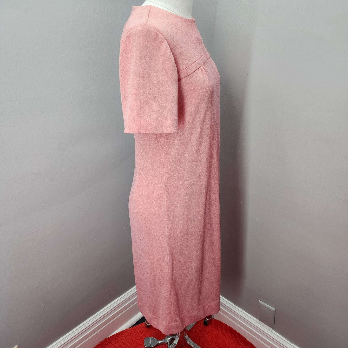 60s Vintage Korell Shift Dress in Heather Pink, NWT - M