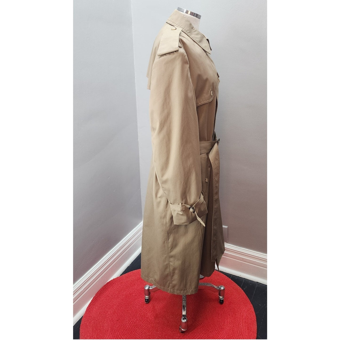 80s Vintage Men's Khaki Stafford All Weather Trench Coat - 44L