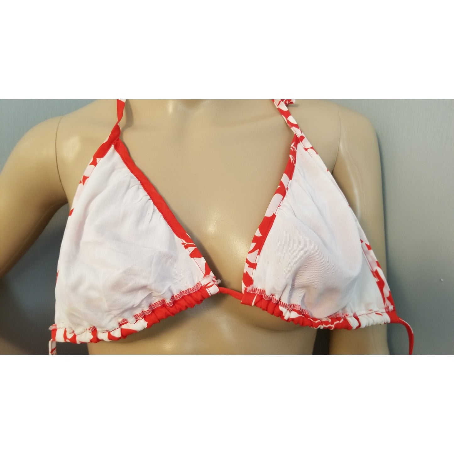 70s Vintage Hilo Hattie Red and White Bikini Swim / Sarong Set - XL
