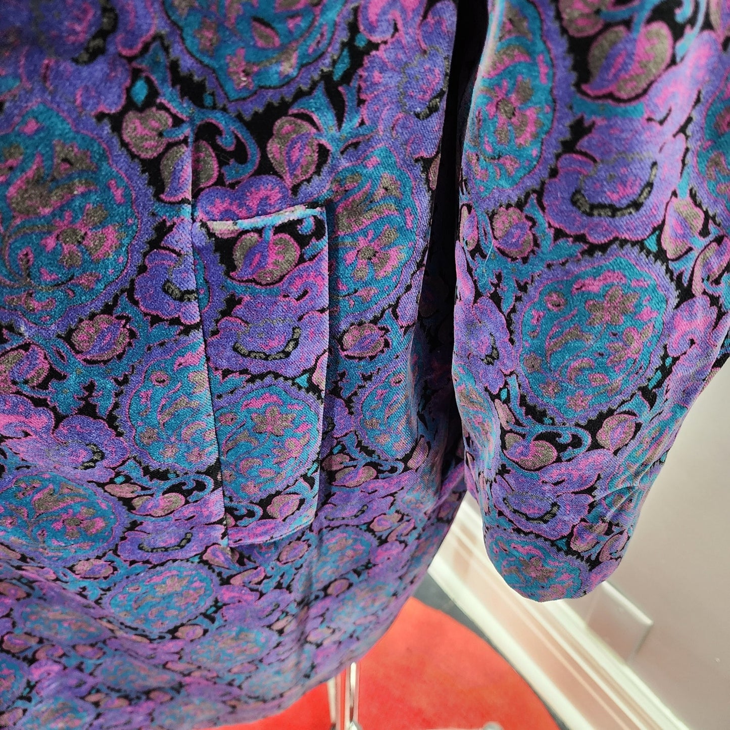 80s Vintage Velvet Oversize Coat Jacket Classic 80s - L