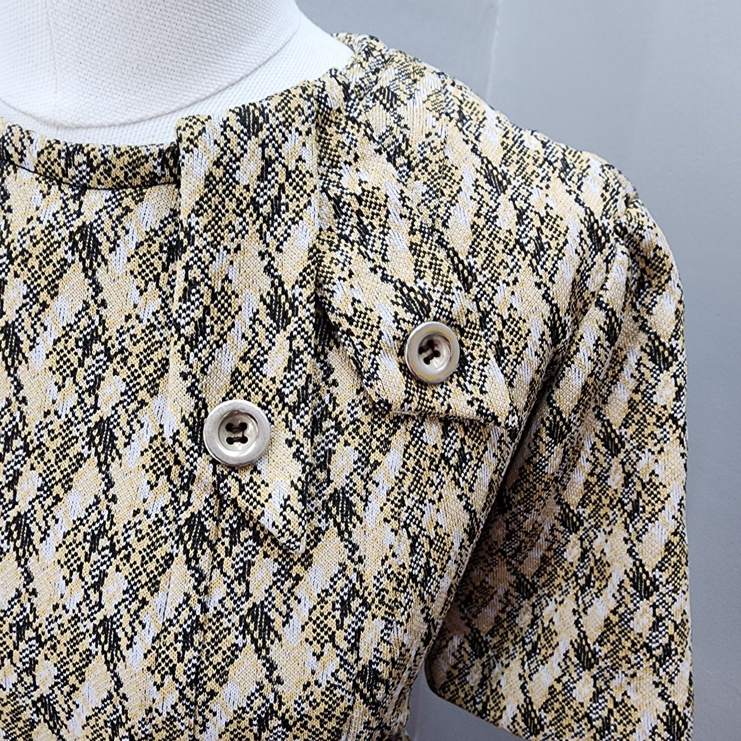70s Vintage Korell Shift Dress In Cute Abstract Design - XL