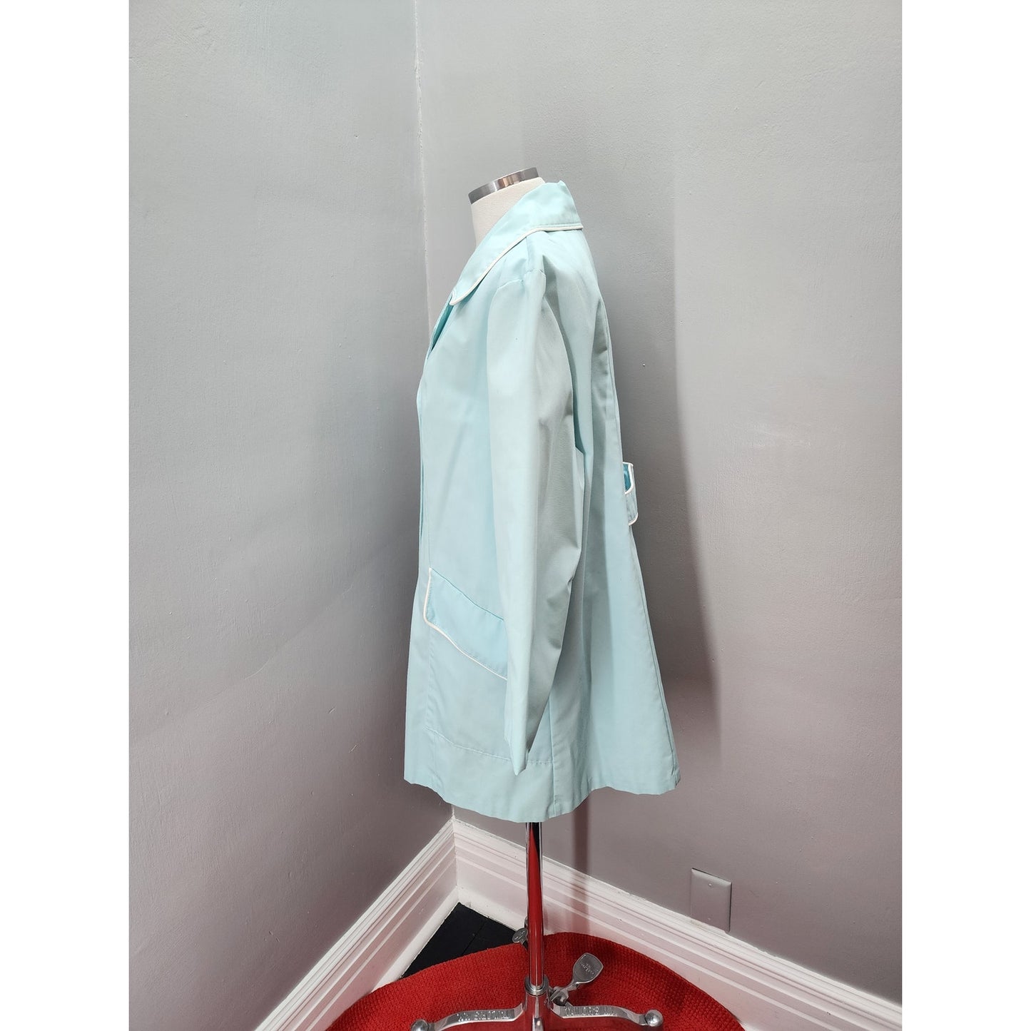 80s Vintage Robbin Egg Blue Trench / Overcoat - XLP
