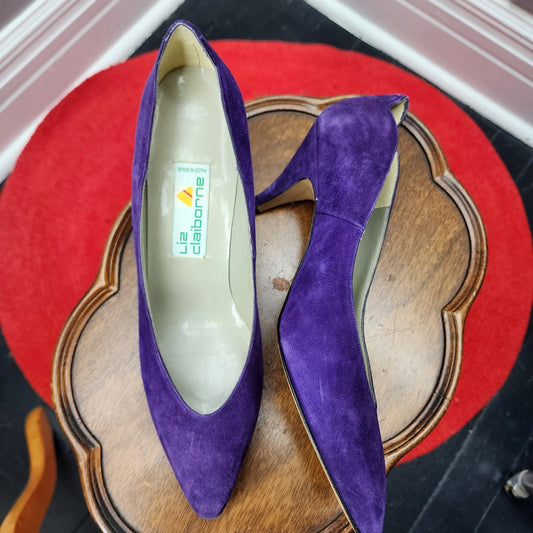 90s Liz Claiborne Purple Suede Pumps NOS - 9.5N