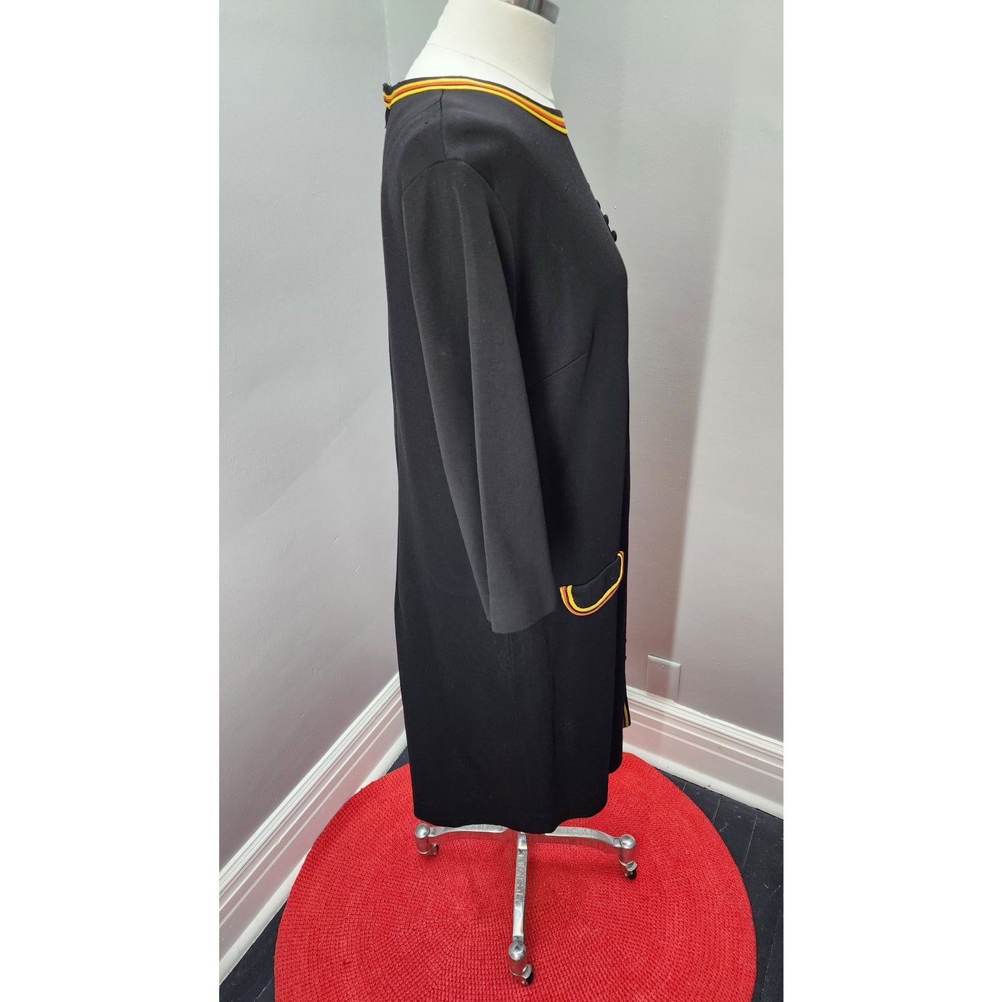 60s Vintage  Meera Brook Black Knit Mod Dress - XL