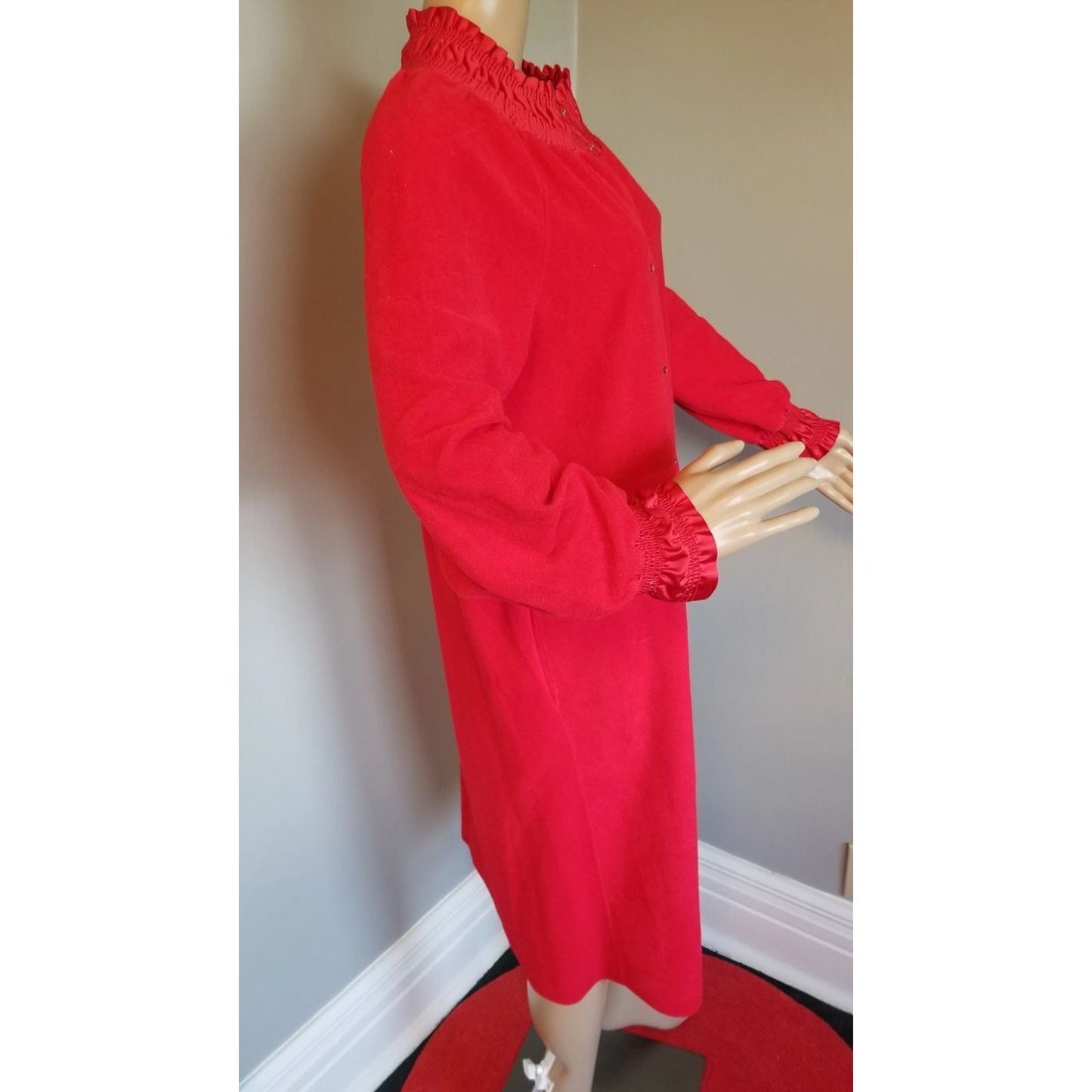 70s Vintage Vanity Fair Bright Red Robe - S