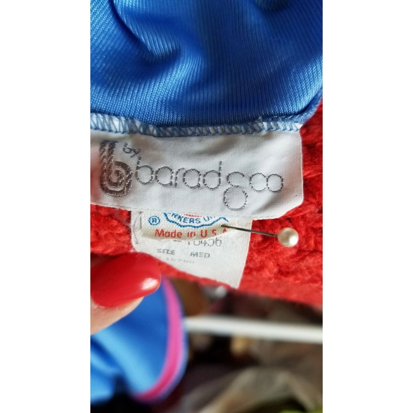70s Vintage Barad & Co Peignoir in Blue with Sporty, Quilted Color Block - M